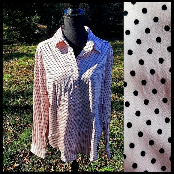 PINK buttondown with polka dots NEW XL - Picture 1 of 7